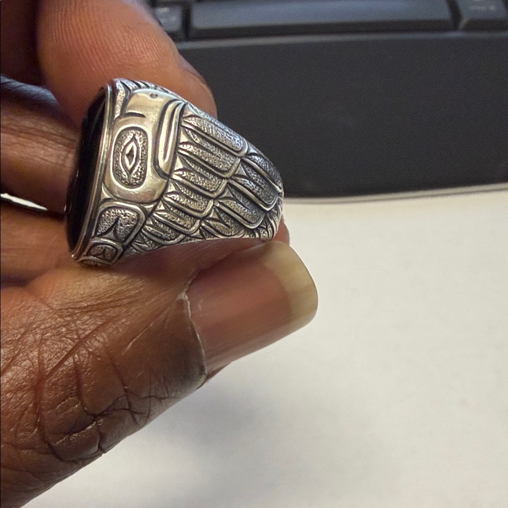 David Yurman Northwest Collection Black Onyx Signet Men's Ring - Picture 7 of 8